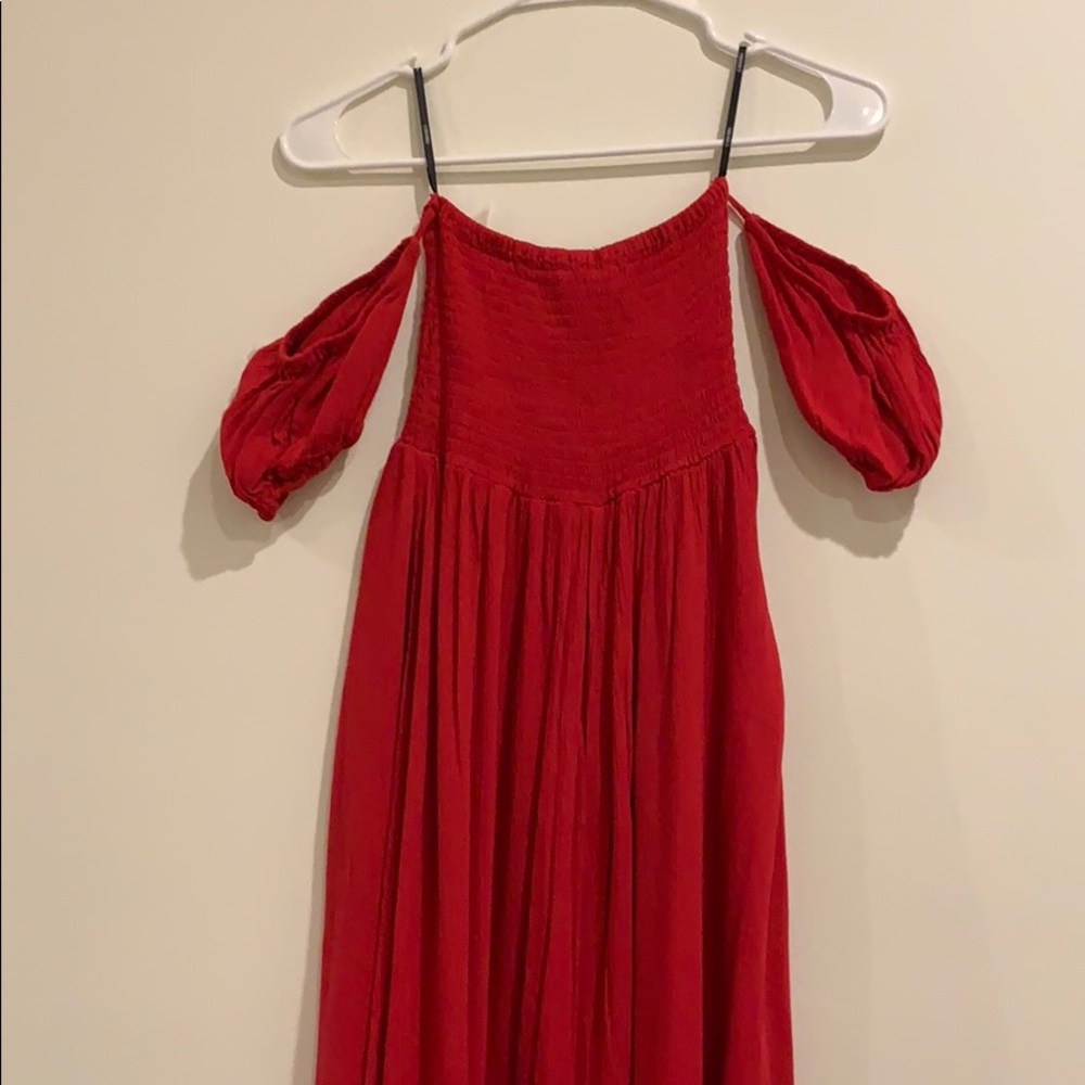 Red Off The Shoulder Maxi Dress